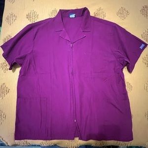 Cherokee 2XL zippered maroon scrub/uniform top.